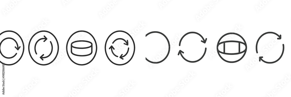 Poster circular motion symbols displaying various stages of transformation during creative design process