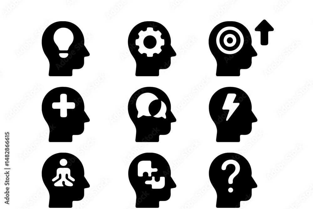 Leinwandbilder ideas and concepts represented by different symbols illustrating cognitive processes in a creative l