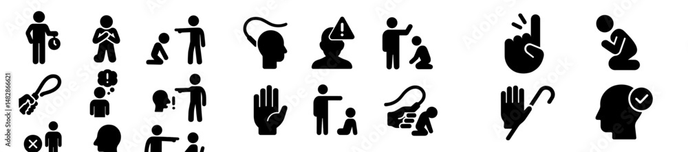 Poster icons representing various emotional and mental health concepts in a minimalistic design