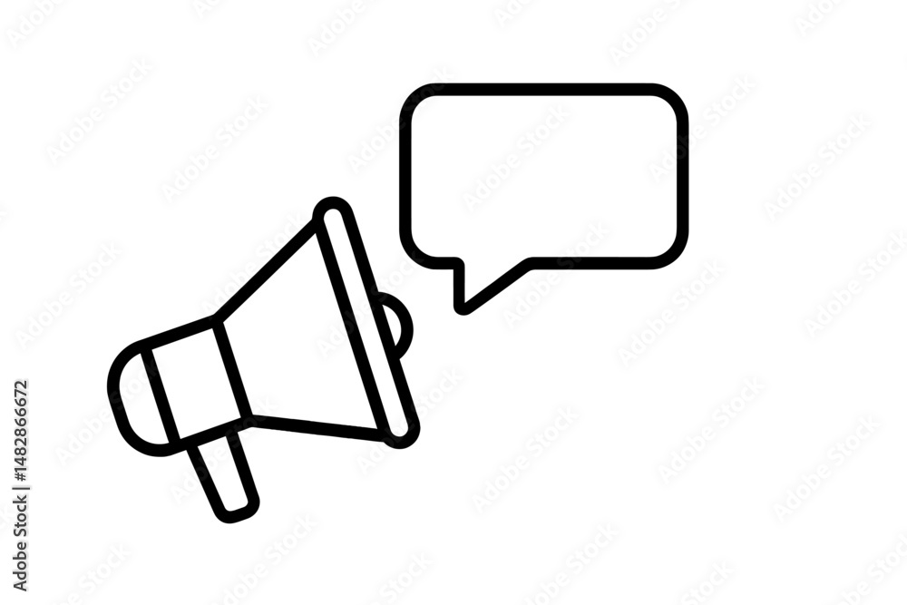 Poster Announcement of important news using a megaphone and speech bubble in a communication setting
