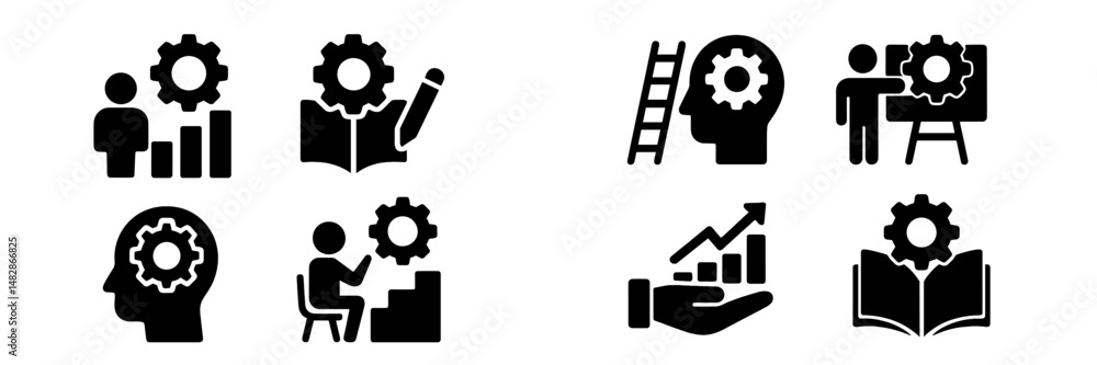 Poster tools for learning and growth illustrated through diverse activities and concepts in a unique design