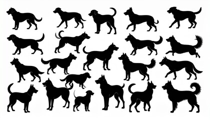 Dogs silhouettes set vector design