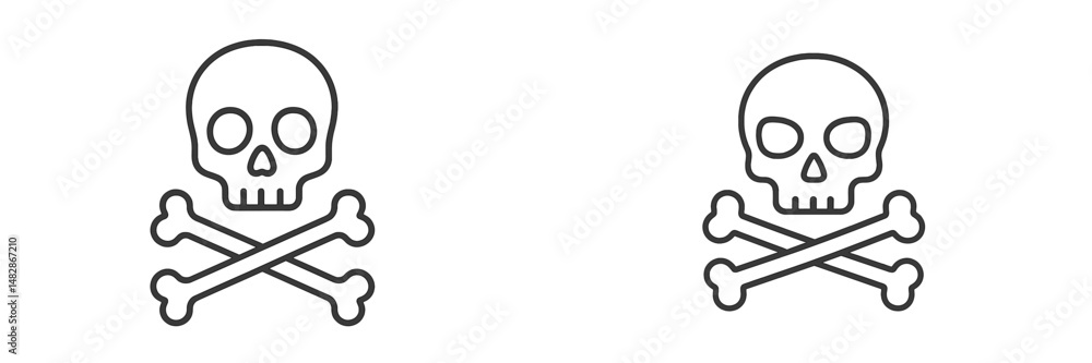 Poster Skull and crossbones symbol representing danger or toxicity in a simple graphic style