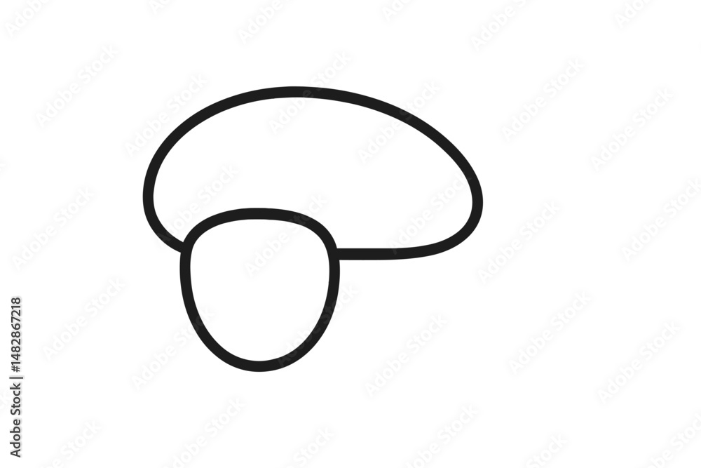 Poster simple line drawing of a mushroom, capturing its unique shape and features in minimalistic art style