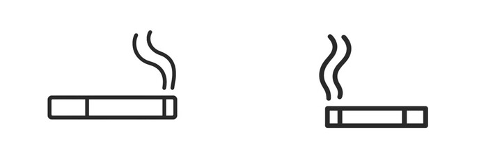 Cigarettes with smoke gently rising, showcasing simple designs on a plain background