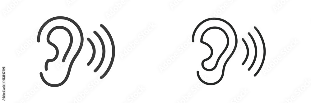 Poster understanding sound and hearing through ear icon illustrations in a simple design style