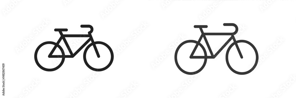 Fototapete two minimalist bicycle icons in contrasting styles showing simplicity in design for creative project