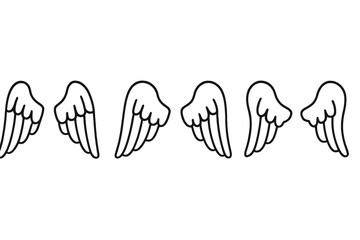 Obraz premium Set of six simple wing illustrations on a white background, showcasing different wing angles and shapes in a minimalist style
