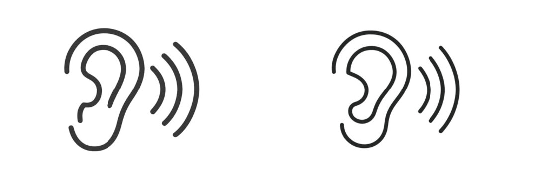 Understanding sound and hearing through ear icon illustrations in a simple design style