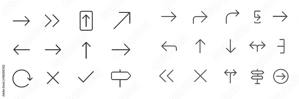 Aufkleber Collection of directional symbols and arrows for navigation and signage design in a minimalistic style