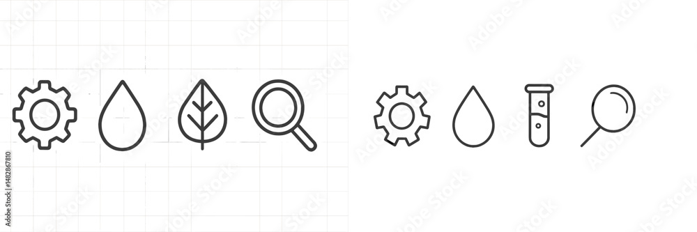 Poster icons representing science and nature in minimalistic design for educational or informational purpos