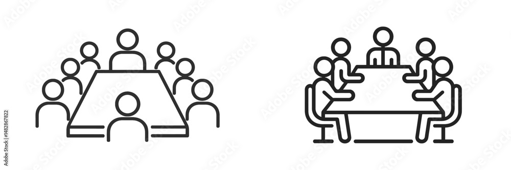 Aufkleber discussion among professionals at a meeting table in a collaborative workspace during office hours