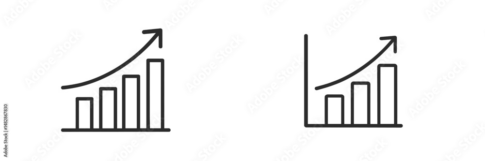 Poster Growth charts with upward trends illustrating business performance metrics and analytics in a minimalistic style