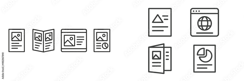 Poster graphic representation of digital and printed media elements for creative design projects