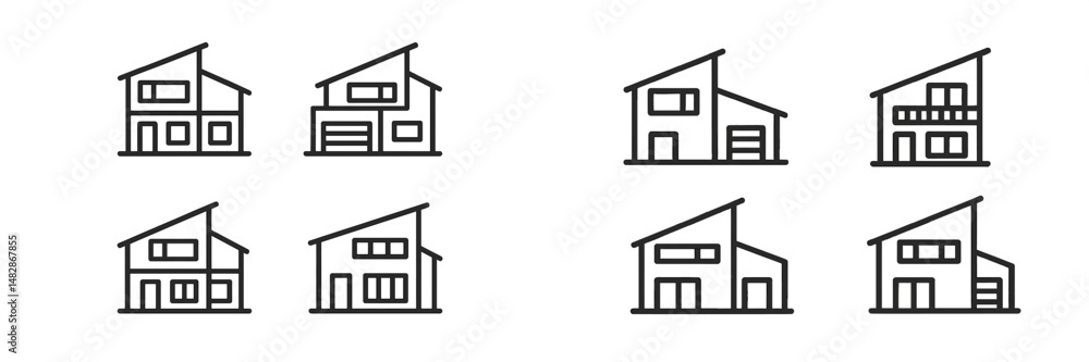 Aufkleber various modern house designs showcasing different architectural styles and features in a clean and m