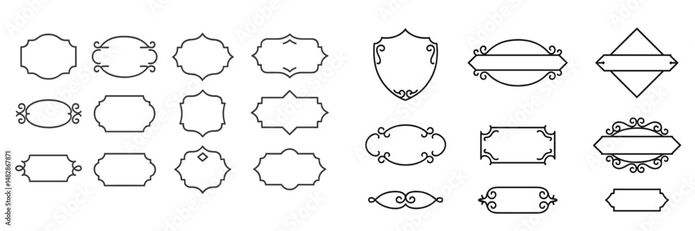 Poster elegant decorative frames in various shapes for creative design projects and invitations
