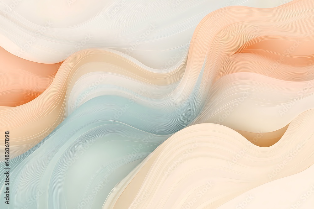 Poster abstract background with flowing gradient shapes in soft pastel colors.