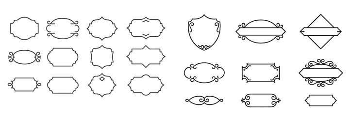 Elegant decorative frames in various shapes for creative design projects and invitations