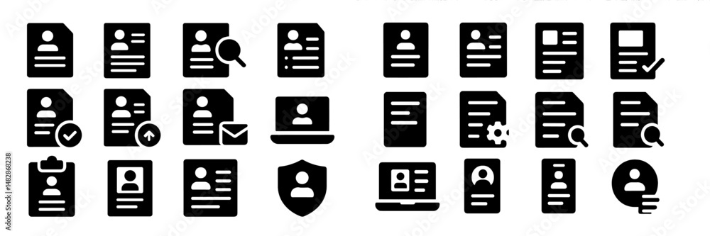 Leinwandbilder multiple icons depicting professional documents and tools for digital communication in a minimalist 