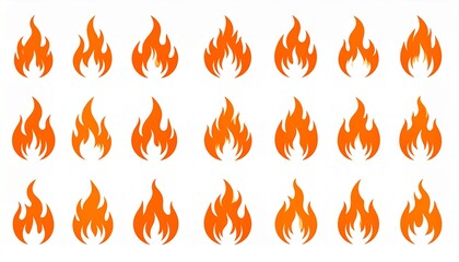 fire, flames, set, icons, vector, burn, hot, heat, danger, flame, burning, inferno, blaze, ignite, wildfire, bonfire, campfire, torch, fuel, ember, ash, smoke, fiery, glowing, orange, red, yellow, abs