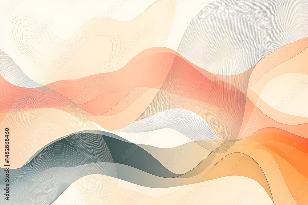 Poster abstract background with flowing gradient shapes in soft pastel colors.