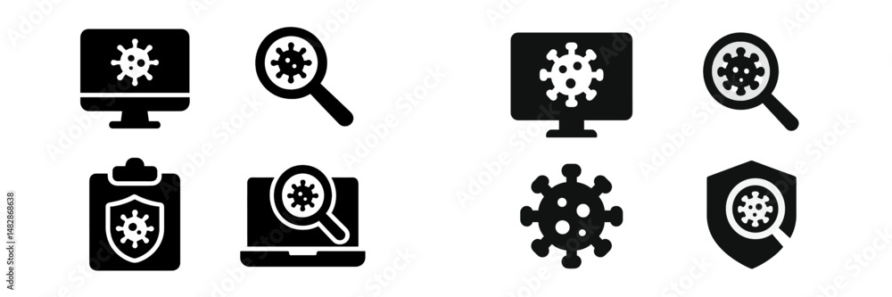 Leinwandbilder icons representing virus detection and cybersecurity measures in digital environments for computer u