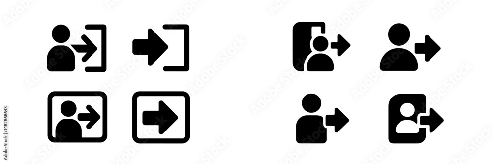 Fototapete Various symbols representing user login and logout actions displayed in a clear format for easy understanding in digital design
