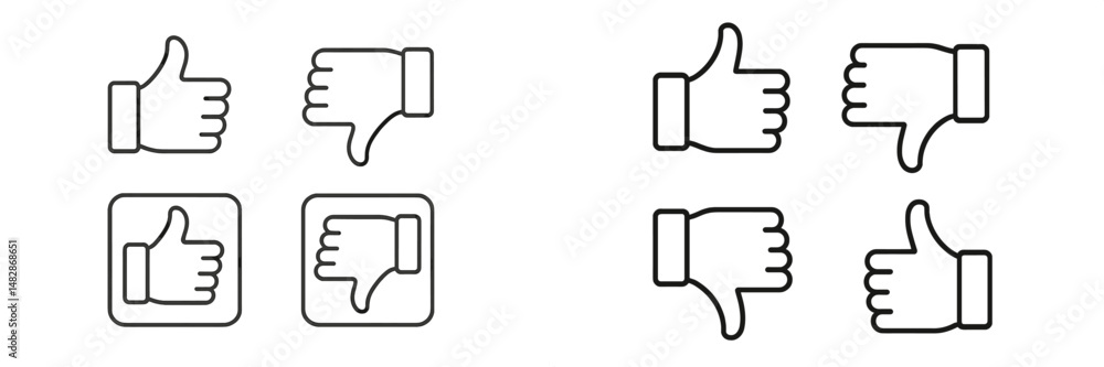 Poster different hand gestures representing approval and disapproval in minimalist style suitable for vario