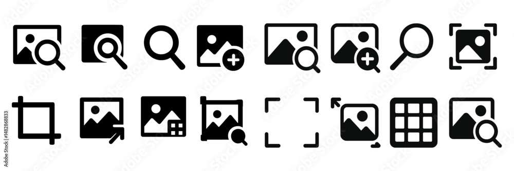 Poster various icons for image management and editing functions displayed in a clean, minimalist style on a