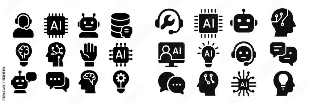 Aufkleber Icons depicting artificial intelligence concepts and technology in modern digital environments
