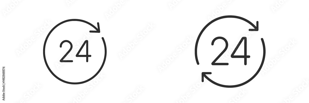 Poster design featuring two different circular arrow icons with the number 24, representing continuity and 