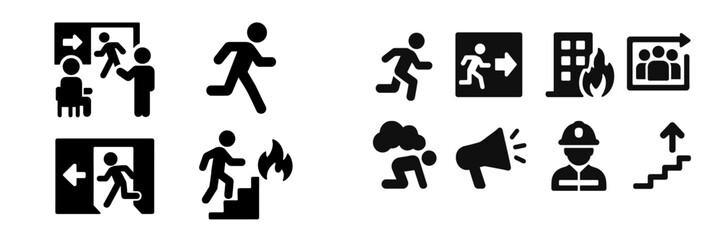 Safety symbols guide for emergency evacuation procedures in buildings