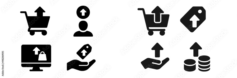Poster visual representation of e-commerce activities and online shopping interfaces in modern digital comm