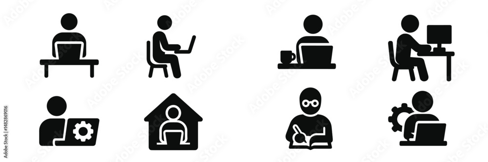 Leinwandbilder various activities of people working on computers in different settings during a typical workday