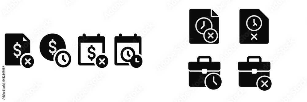 Poster icons illustrating financial management and time tracking for efficient business operations in a min