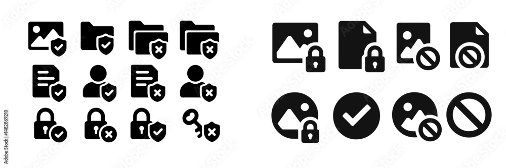 Aufkleber Various security icons representing data protection, file management, and privacy in digital systems