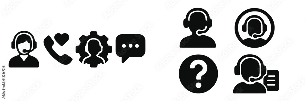 Aufkleber Communication icons representing customer service interactions and support tools for effective service management