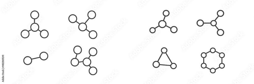 Aufkleber Various geometric and molecular structure designs showcasing connections and arrangements in simple forms