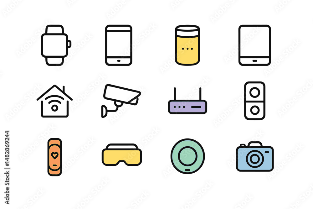 Aufkleber Technology devices and smart home icons displayed in a modern graphic format