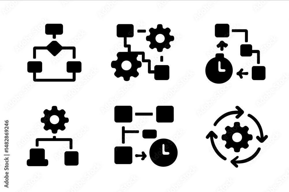 Poster flowchart design elements for process management and workflow visualization in a modern context