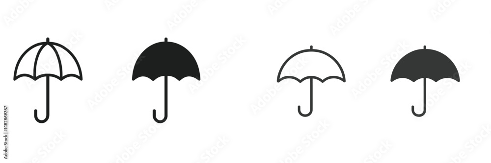 Poster various designs of umbrellas showcasing different styles and colors against a plain background
