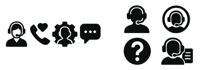 Communication icons representing customer service interactions and support tools for effective service management