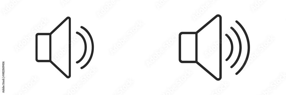 Poster speaker icons representing sound levels and audio output in digital design