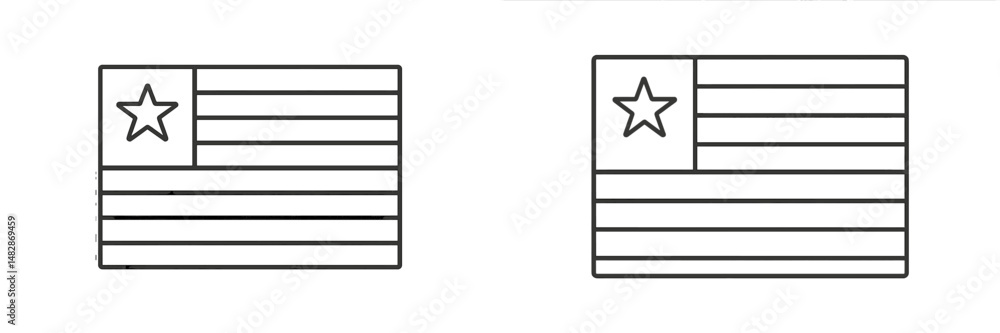 Poster artistic representation of flags showing stripes and stars in minimalist design