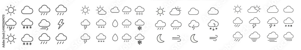 Aufkleber Weather symbols representing various atmospheric conditions in a minimalist design suitable for weather forecasting