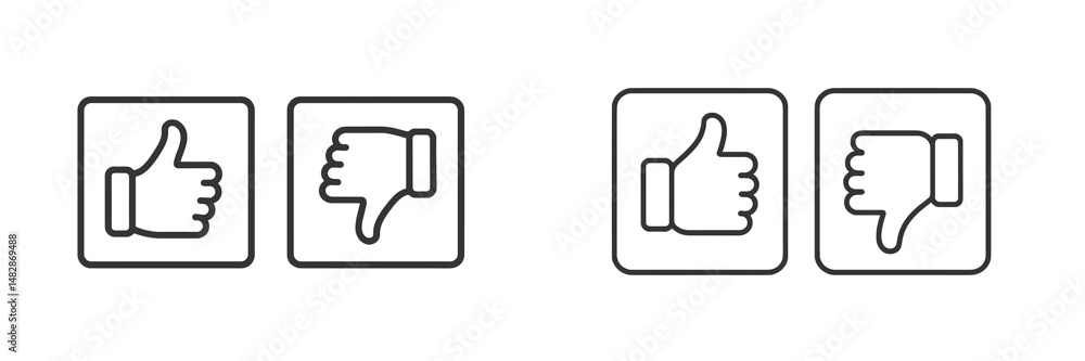Fototapete comparison of positive and negative feedback symbols in a minimalistic design layout