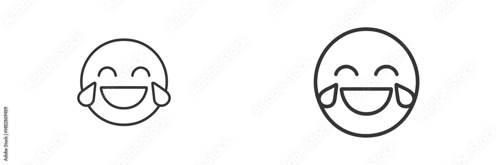 Aufkleber two simple emoji faces expressing laughter and joy in a minimalistic design