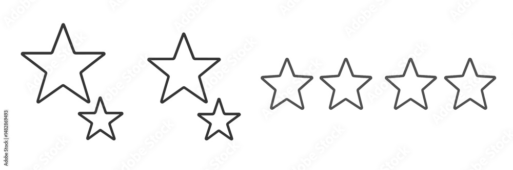 Poster stars in various sizes showcasing artistic designs for creative applications or decorations in minim