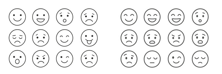 Illustration of various facial expressions showing emotions and feelings in a grid format during a creative design session