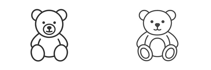 Fototapeta premium Two simple teddy bear illustrations in a minimalist style for children and nursery decor